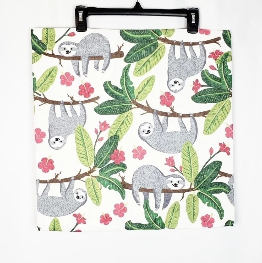 NWOT Sloth floral pillowcase jungle nursery